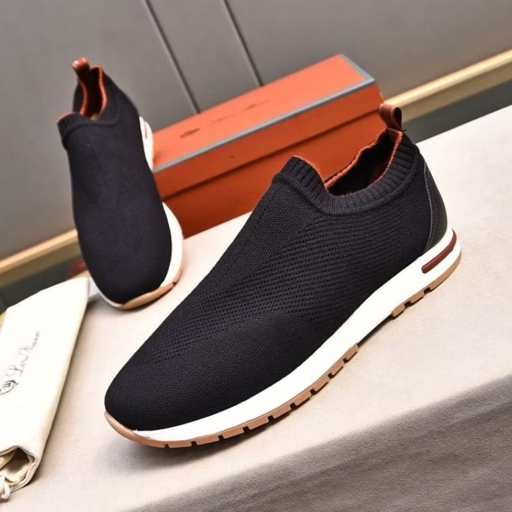 Sepatu pria sneaker cowok slip on mewah hitam