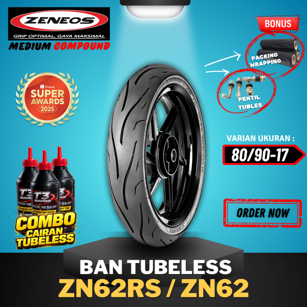 .[READY COD] BAN ZENEOS ZN62RS / ZN62 RING 17 80/90-17 / BAN TUBELESS ZENEOS RING 17 /  BAN MOTOR BE