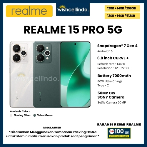 HP REALME 15 PRO 5G 12/512GB, 15 PRO 5G 12/256GB & 15 5G 12/256GB (GARANSI RESMI REALME 1 TAHUN)