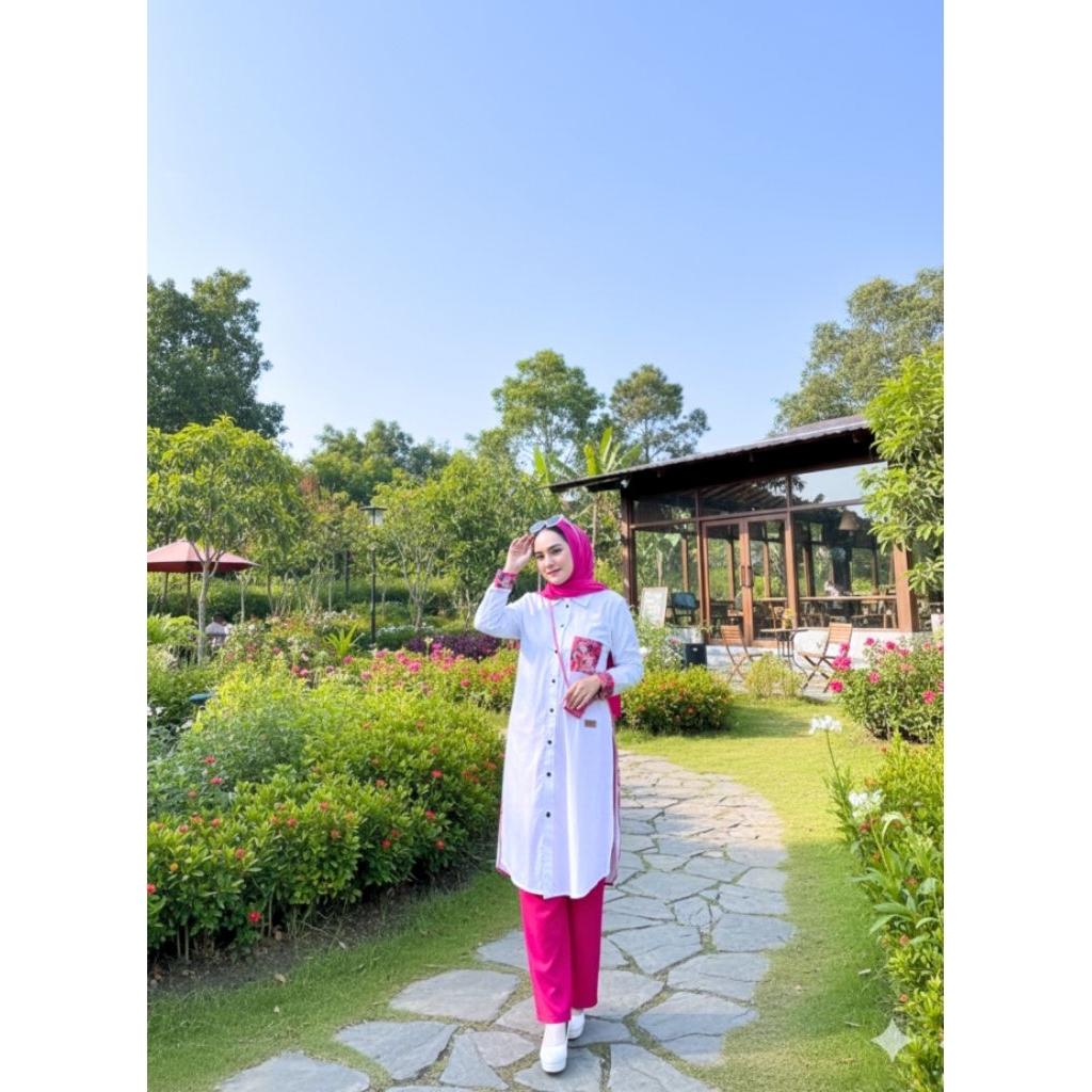 one set tunik panjang / setelan kulot / stelan wanita