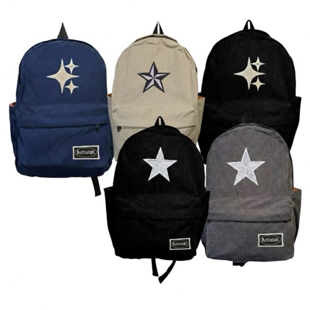TAS RANSEL BACKPACK CORDUROY STAR - TAS RANSEL SEKOLAH KULIAH CORDUROY