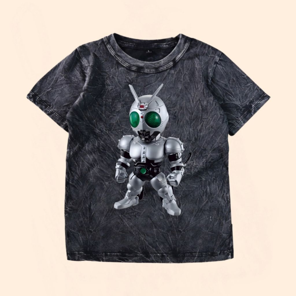 Kaos anak Washed karakter robot black shadow moon free nama