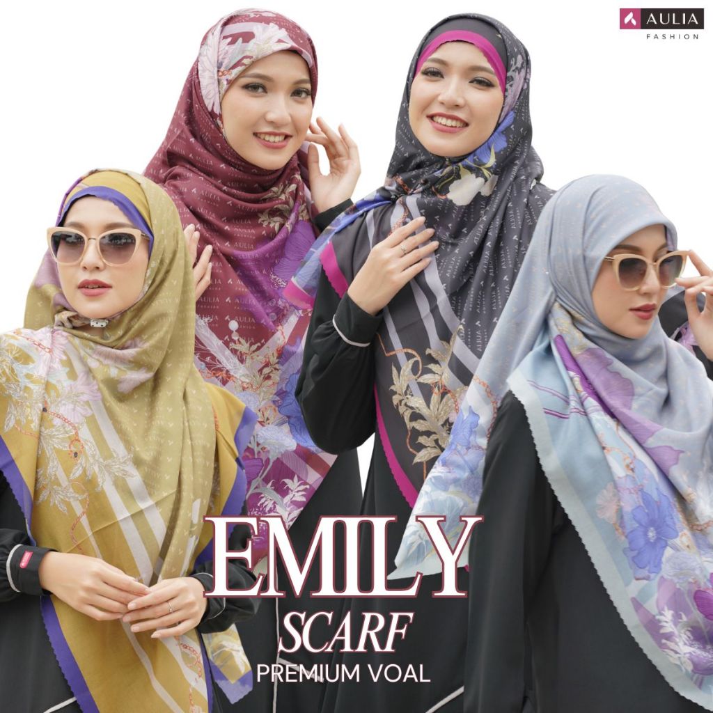 Aulia Fashion Scarf Hijab Segi Empat Voal Motif Floral Eksklusif Series Tampil Elegan & Berkelas Set
