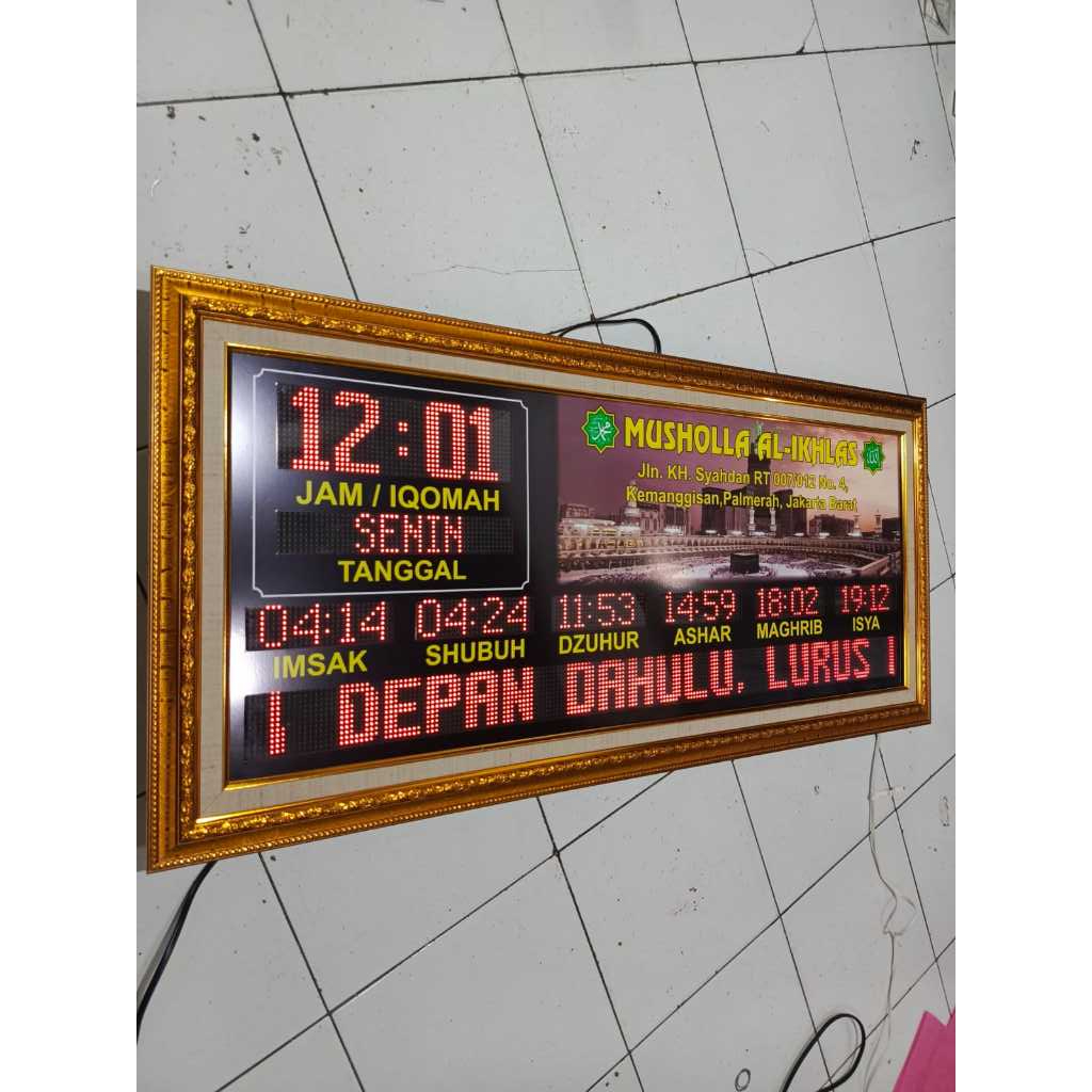 Jam Dinding Masjid Running text | Display Led Waktu Sholat Digital Alarm Saat Adxan dan  Iqomah Coun