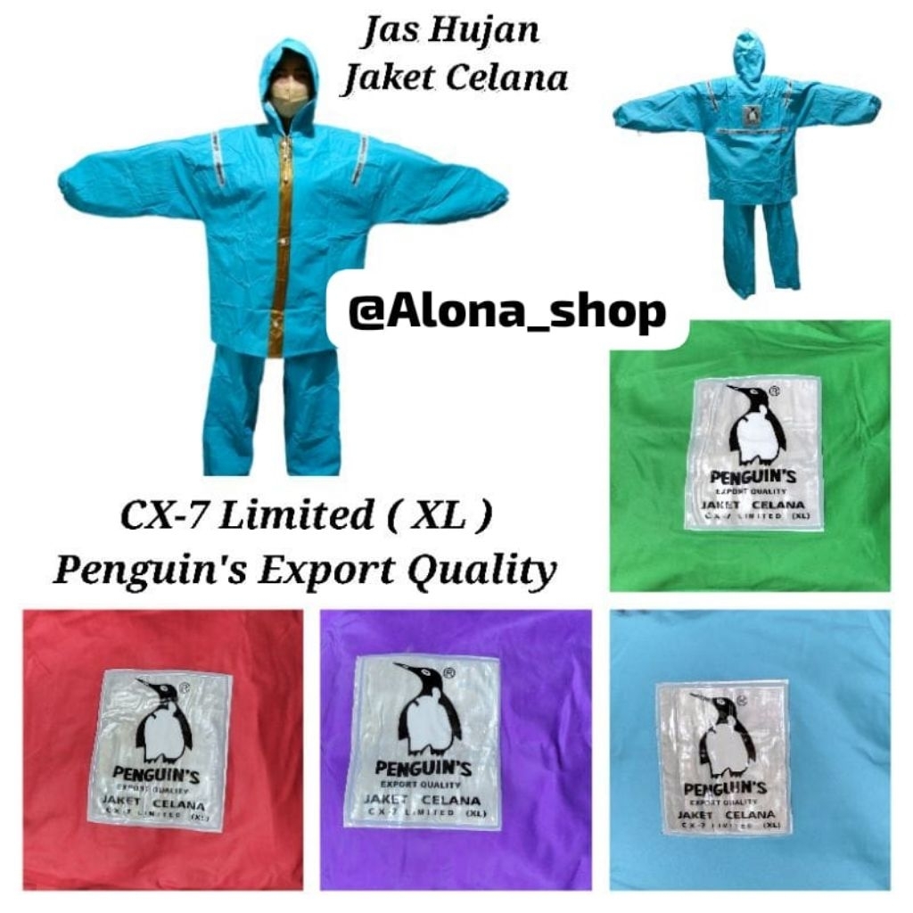 (CX-7 Limited ( XL ) Penguin's Export Quality) Jas Hujan Jaket Celana CX-7 / XL Penguins