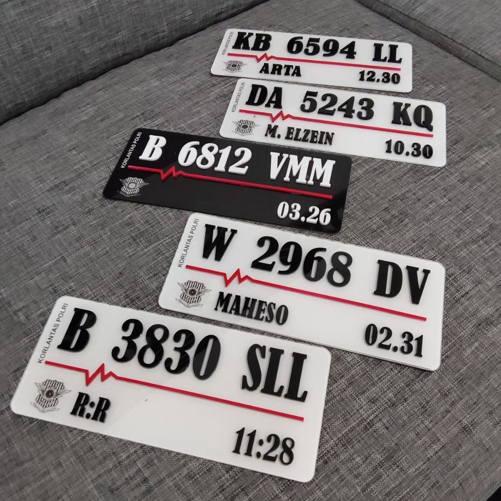 Akrilik Nomor Plat Custom | Papan Akrilik Custom Nomor Plat Motor | Nomor Plat Timbul