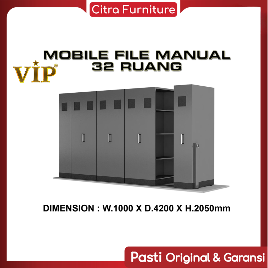 VIP® Mobile File Manual Sistem Roll O Pack 32 Compartment Lemari Arsip - Plat 0.8mm