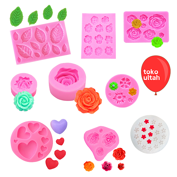 Cetakan Silikon Puding, Coklat, Fondant Bentuk Daun, Bunga Mawar, Daisy, Sakura Flower Silicon Mold