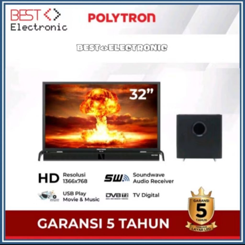 Polytron Cinemax Soundbar Frameless LED TV 32 inch PLD 32BV2258 / 32BV1558