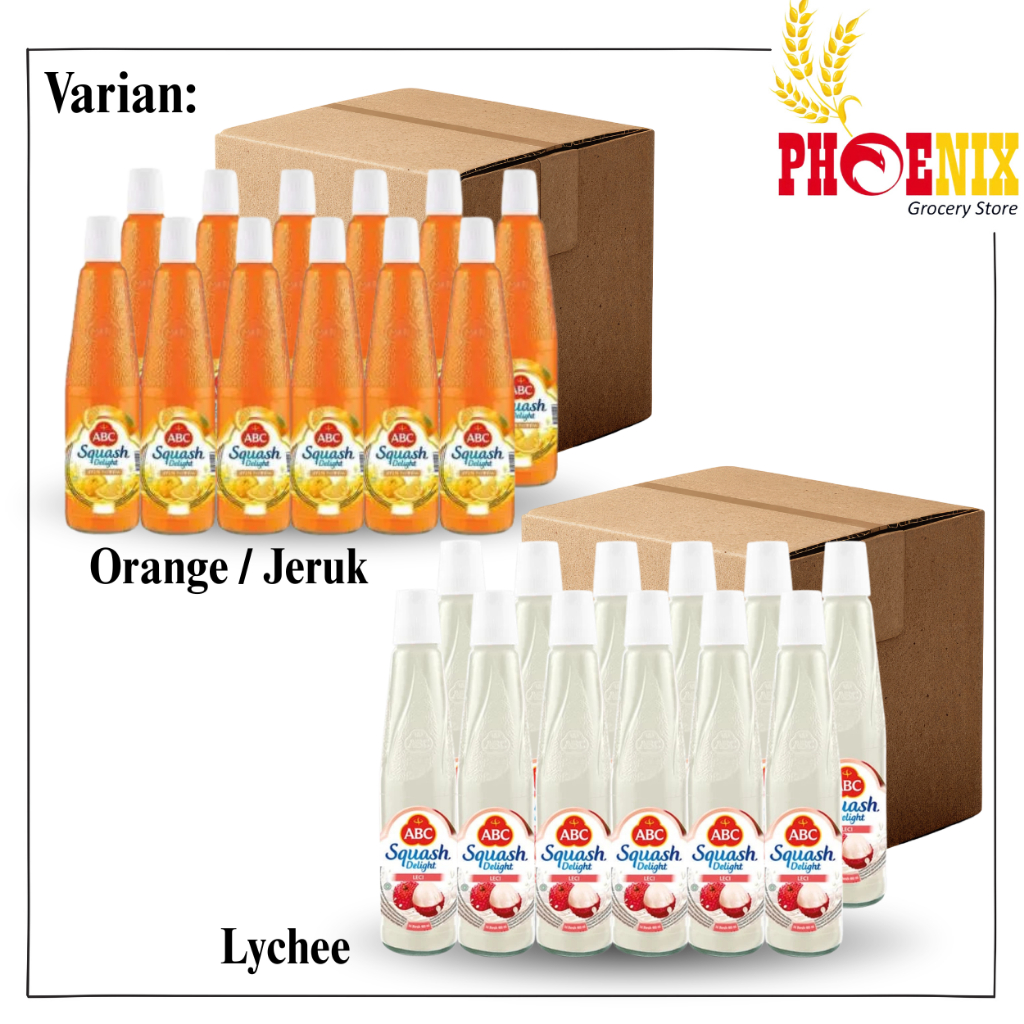 ABC Squash Delight Sirup Lychee / Orange 1 Dus Isi 12 botol @525ml