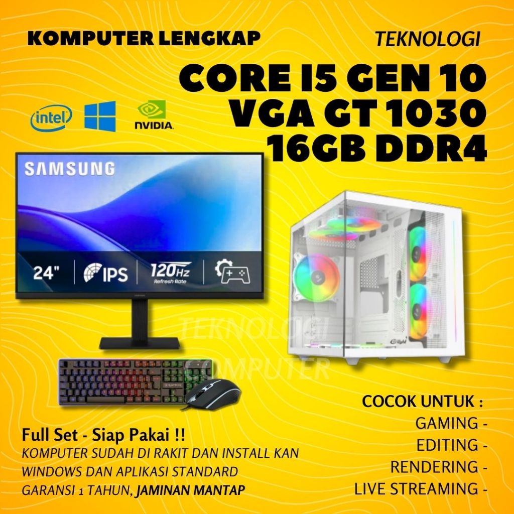 Core i5 | Gen 10 | VGA GT 1030 | Full Set | PC Rakitan | Komputer CPU | PC Gaming Editing