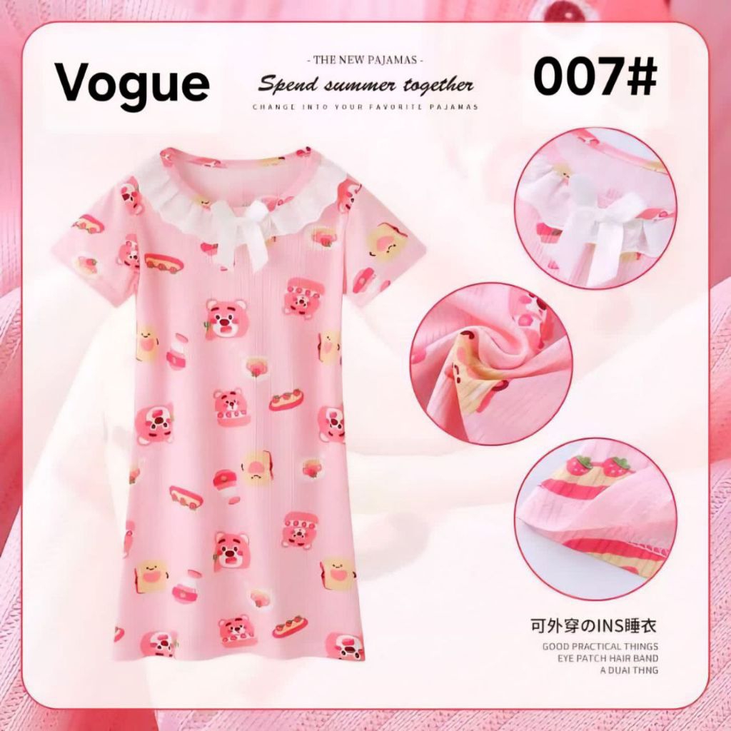 Dress Anak Import/ Daster Anak/ Baju Tidur Anak Perempuan Usia 5-12Tahun