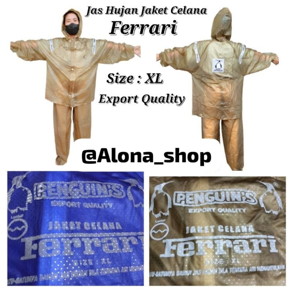 ( Jaket Celana Ferrari Penguin's ) Jas Hujan Jaket Celana FERRARI Penguins | Jas Hujan Setelan Jaket