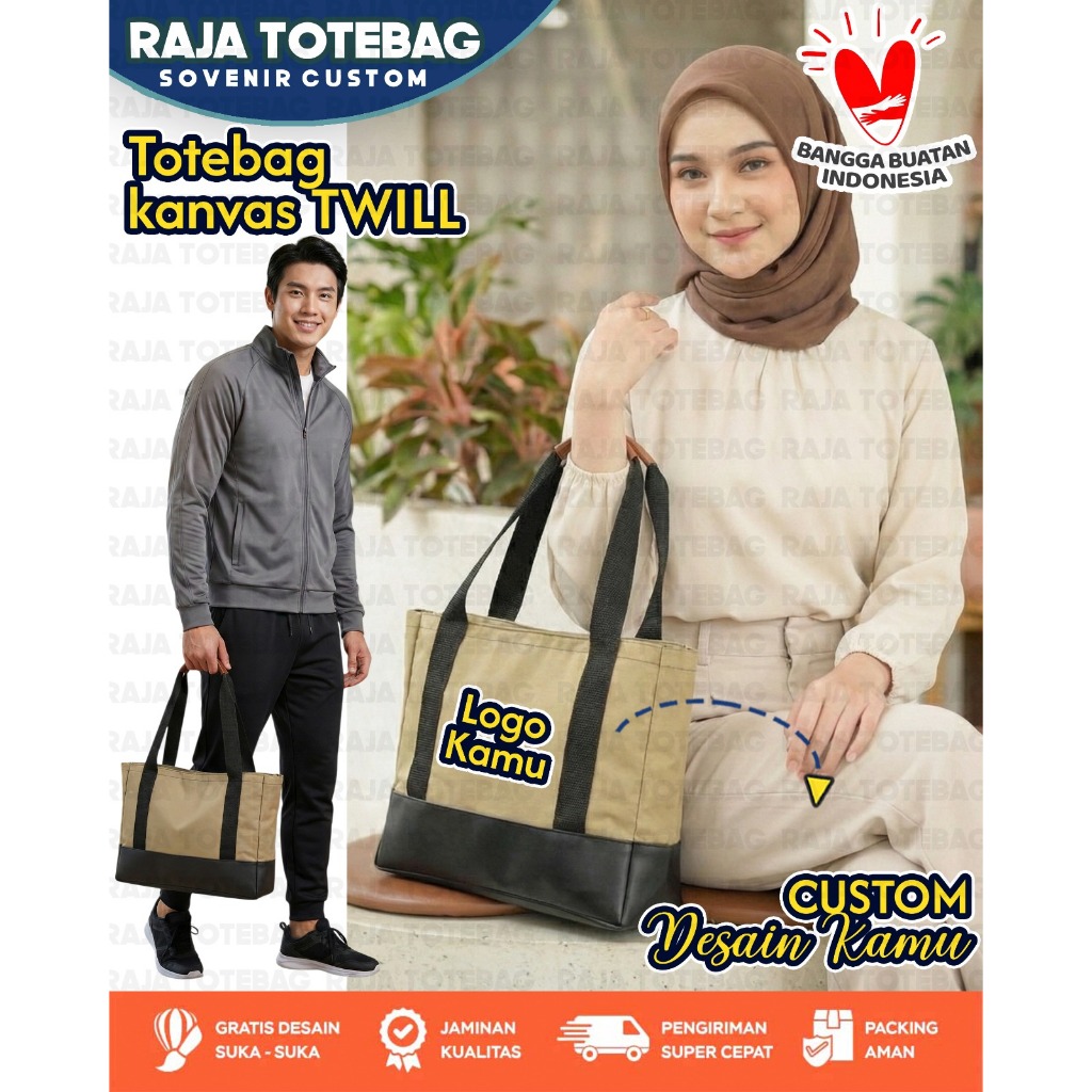 Tas Totebag Kanvas Twill-Custom Sablon Totebag-Totebag Seminar-Seminarkit-Totebag Kanvas Tebal- Tas 