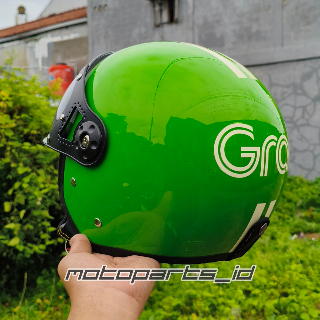 cuci gudang helm grabbike - helm ojek online grabbike baru (model bogo pilot) - all size l