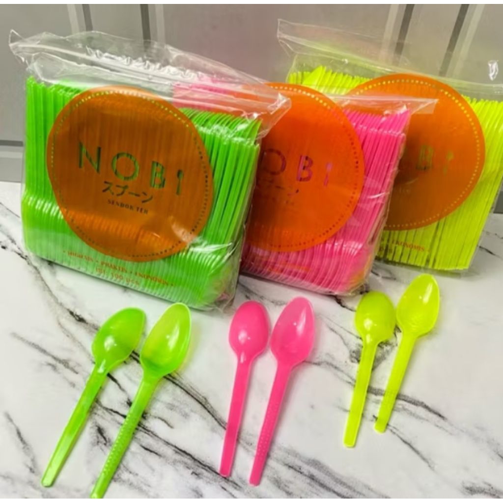 Sendok teh warna (100pcs), sendok teh plastik nobi