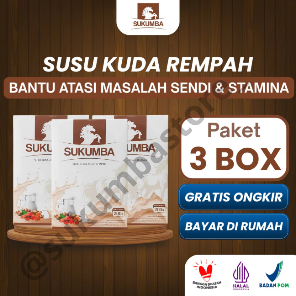 3 Box SUKUMBA Susu Kuda Liar Rempah Sudah BPOM - Atasi Nyeri Lutut & Sendi Bengkak, Asam Urat - 5X L