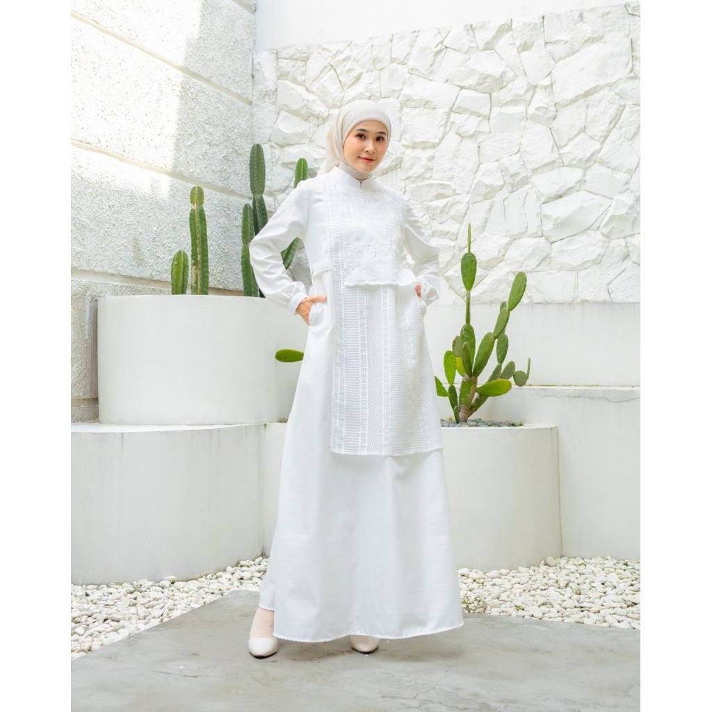 Tara Dress White | Gamis Katun | myRin |