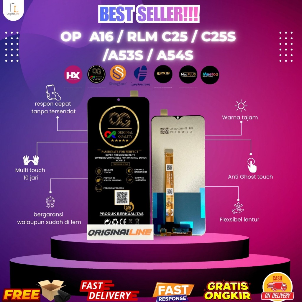 LCD + TS A16 / RLM C25 / C25S / A53S / A54S - Grade OEM (Kompatibel Untuk OPPO / REALME)