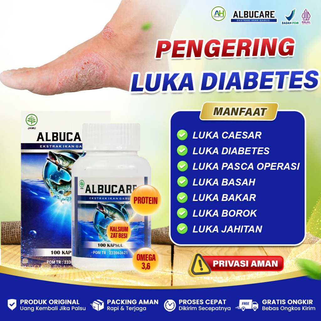 Obat Pengering Diabet, Gangren Akut dan Kronis, Luka Basah, Luka Diabetes, Luka Bernanah - Albucare