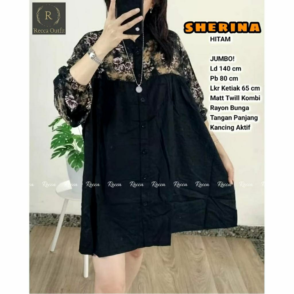 FILING TUNIK JUMBO MOTIF BUNGA ELEGAN/TUNIC MIDI OVERSIZE/BLOUSE JUMBO KANCING AKTIF BUSUI/COTTON TW