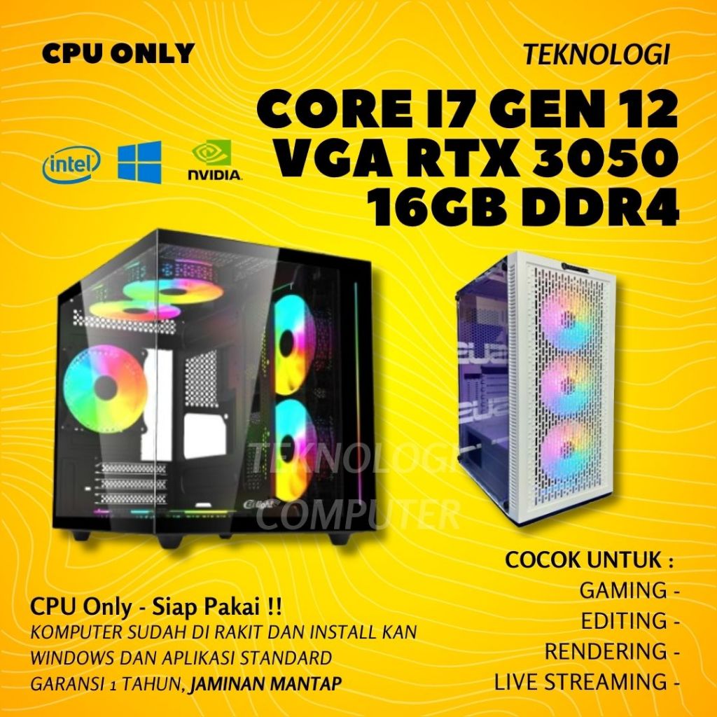 Core i7 | GEN 12 | VGA RTX 3050  | PC Only | PC Rakitan | Komputer CPU | PC Gaming Editing 2