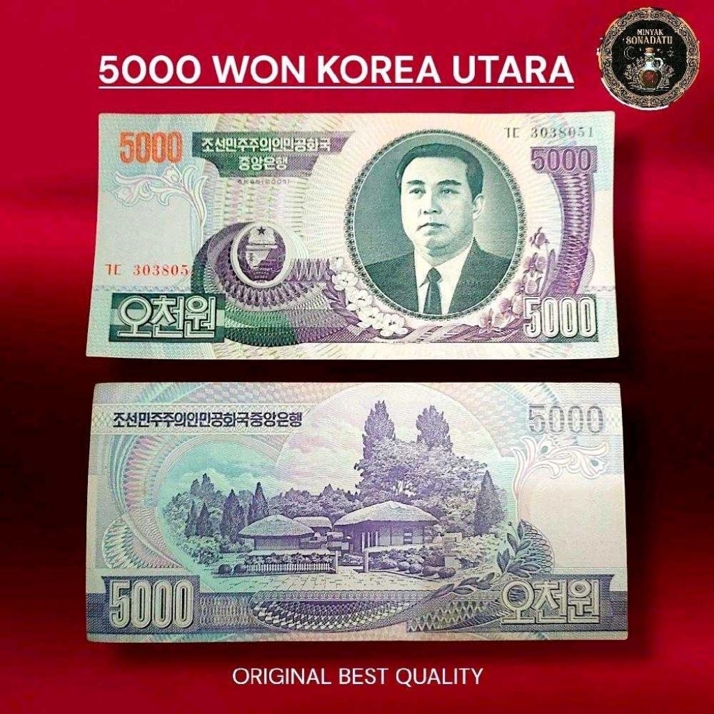 Original Koleksi Uang Kertas 5.000 Won Korea Utara Asli Best Quality Uang Kertas Asli Kualitas Terba