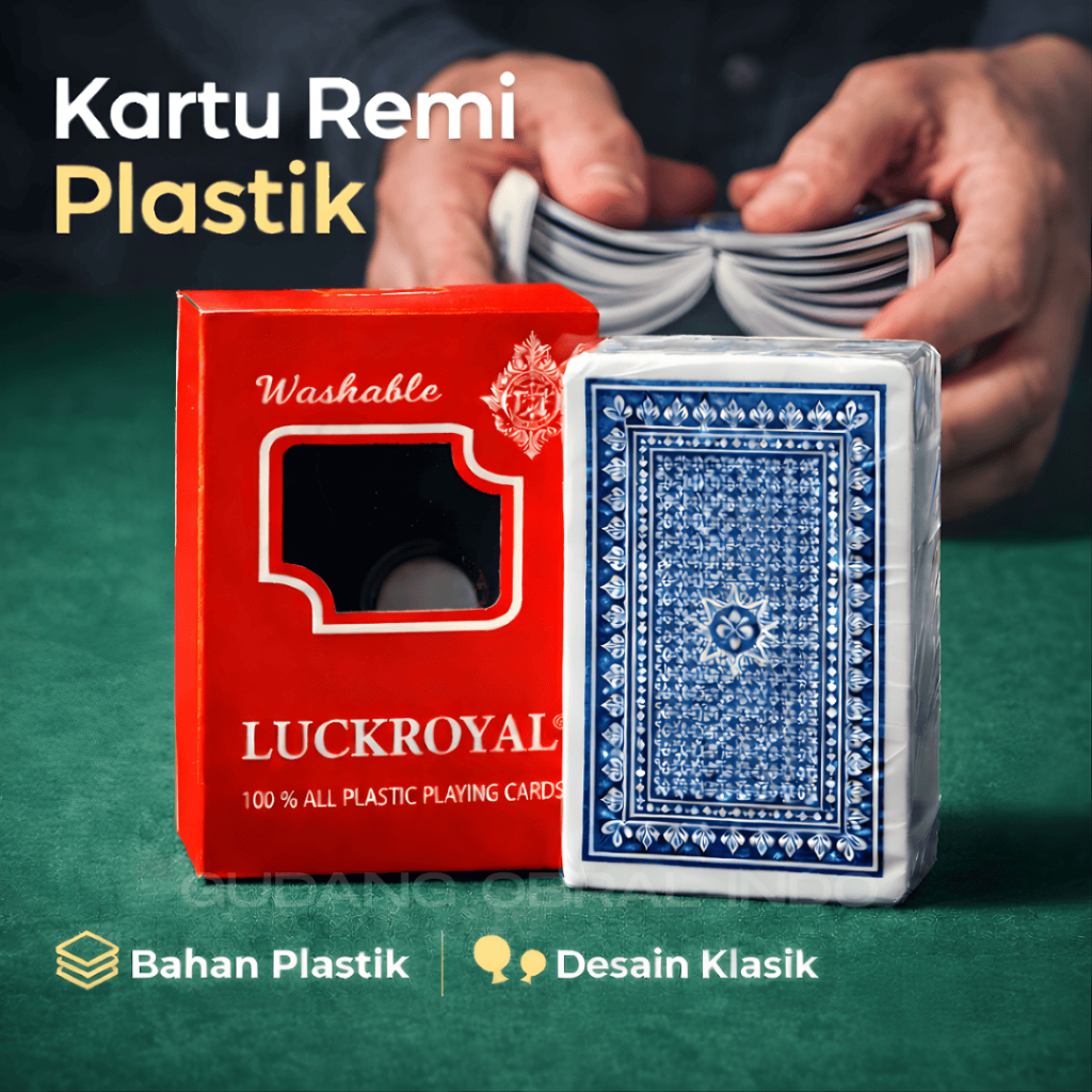 Kartu Remi Plastik Royal 1 Box Warna Merah Tahan Air Cuci Praktis