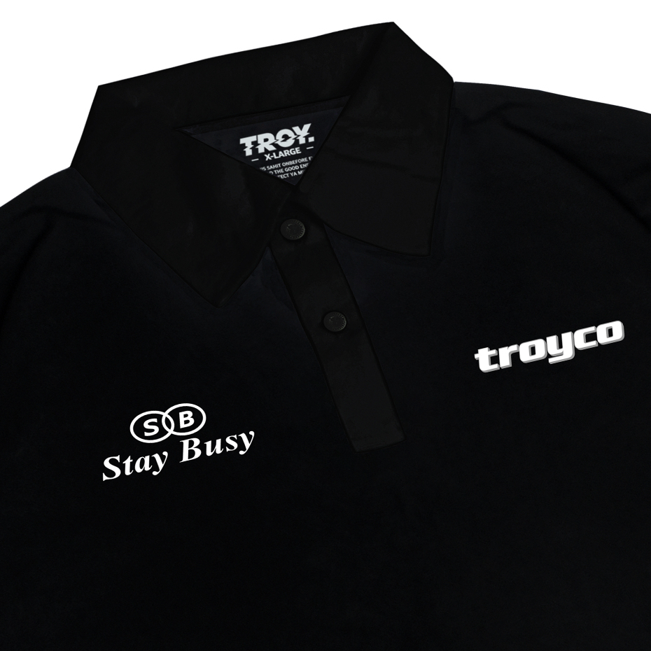 Troy Company Wangky Polo Shirt Full Black Relentless - Kaos Polo Wangki Hitam WKD 3561