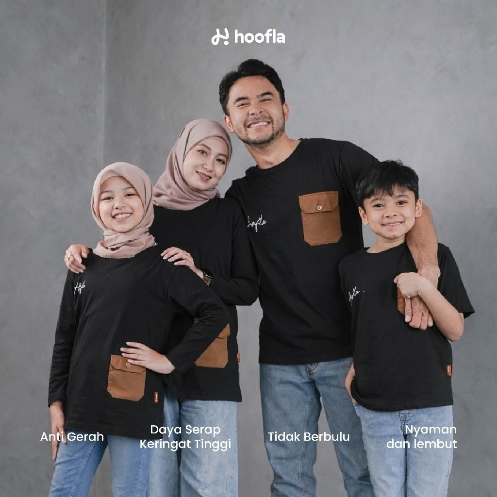 hoofla lukita sarimbit series baju kaos keluarga ayah ibu anak hitam
