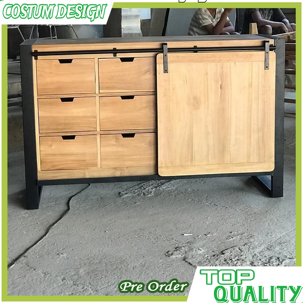 Bufet Kayu Jati Desain Furniture Industrial Finishing Bleaching Melamin | Cabinet Laci Dan Pintu Kay