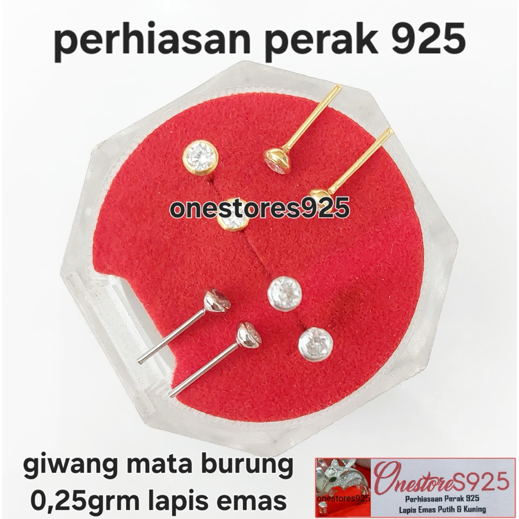 GIWANG ANTING TUSUK BAYI PERAK 925 LAPIS EMAS