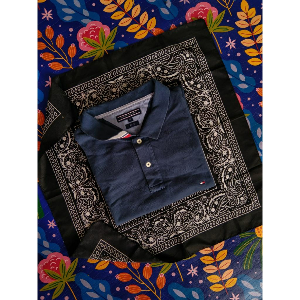 Tommy Hilfiger Navy Slim Fit Polo Long Sleeve