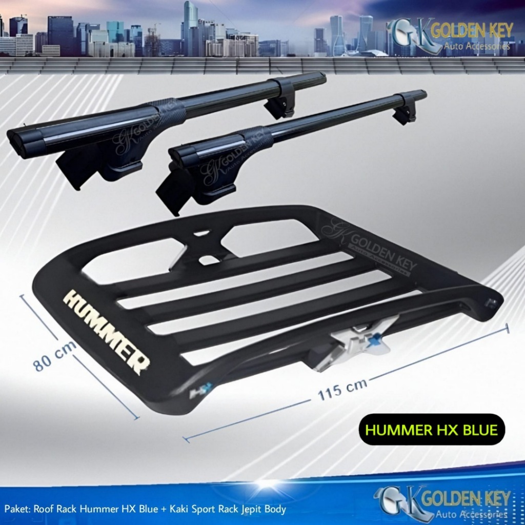 PAKET All New Avanza 2022-up Roof Rack Hummer HX + Crossbar Jepit Body Rak Bagasi Atas Mobil