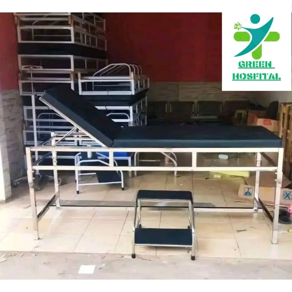 Bed Periksa UKS STAINLESS STEEL KOTAK Meja Periksa Plus Tangga Pijakan