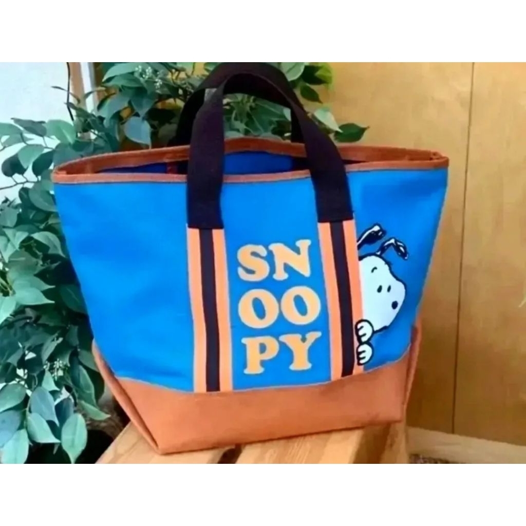Snoopy Peanuts Large CanvasTote bag Peanuts Korea Tas kanvas bahu besar Snoopy Peanuts Ready New