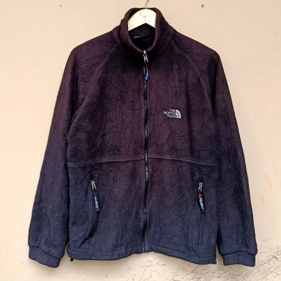 Jacket tnf polartec fleece fullover outdoor boxy vintage black charcoal