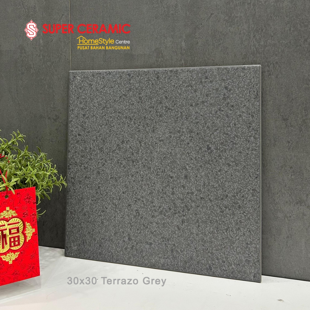 KIA 30x30 Keramik Kasar Kamar Mandi - TERRAZO GREY / TERRAZO WHITE / TERRAZO BLACK