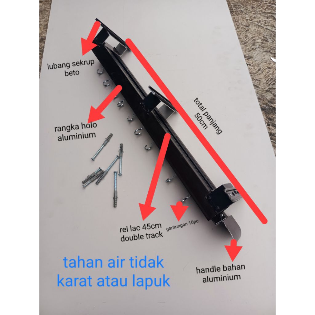 Gantungan panci kitchenset bawah kolong meja dapur bahan aluminium