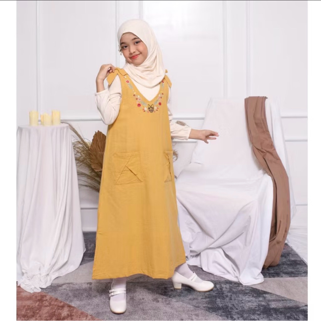 Overall Gamis Anak Perempuan warna Mustard Size 6 That’s Donald Rodeo Junior (New)