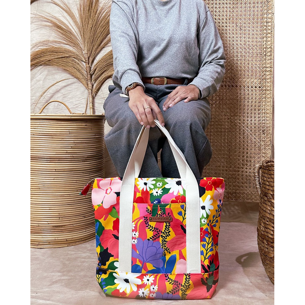 Tas Someah Floral Premium Tote Bag Wanita – Tas Handbag Bunga Stylish [NEW PRODUK] UI