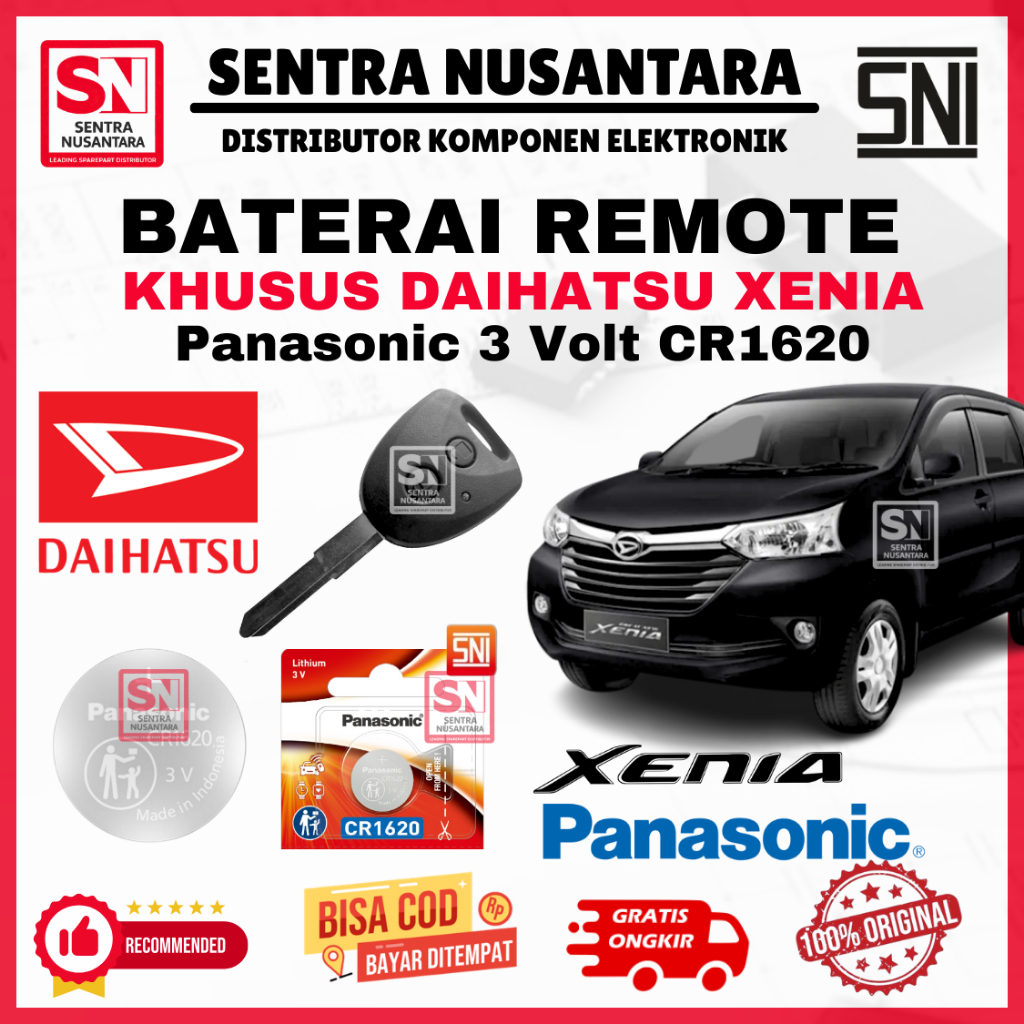 BATERAI REMOTE DAIHATSU XENIA ORIGINAL PANASONIC CR1620 | BATTERY REMOTE XENIA DAIHATSU KUALITAS BAG