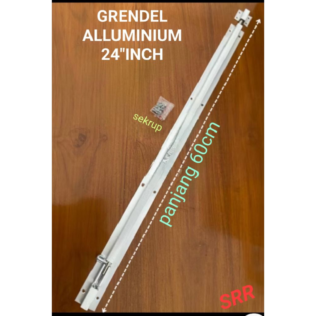 GRENDEL SLOT KUNCI PINTU ALLUMINIUM PANJANG 24" INCH (60CM) DAN 36" INCH (90CM)