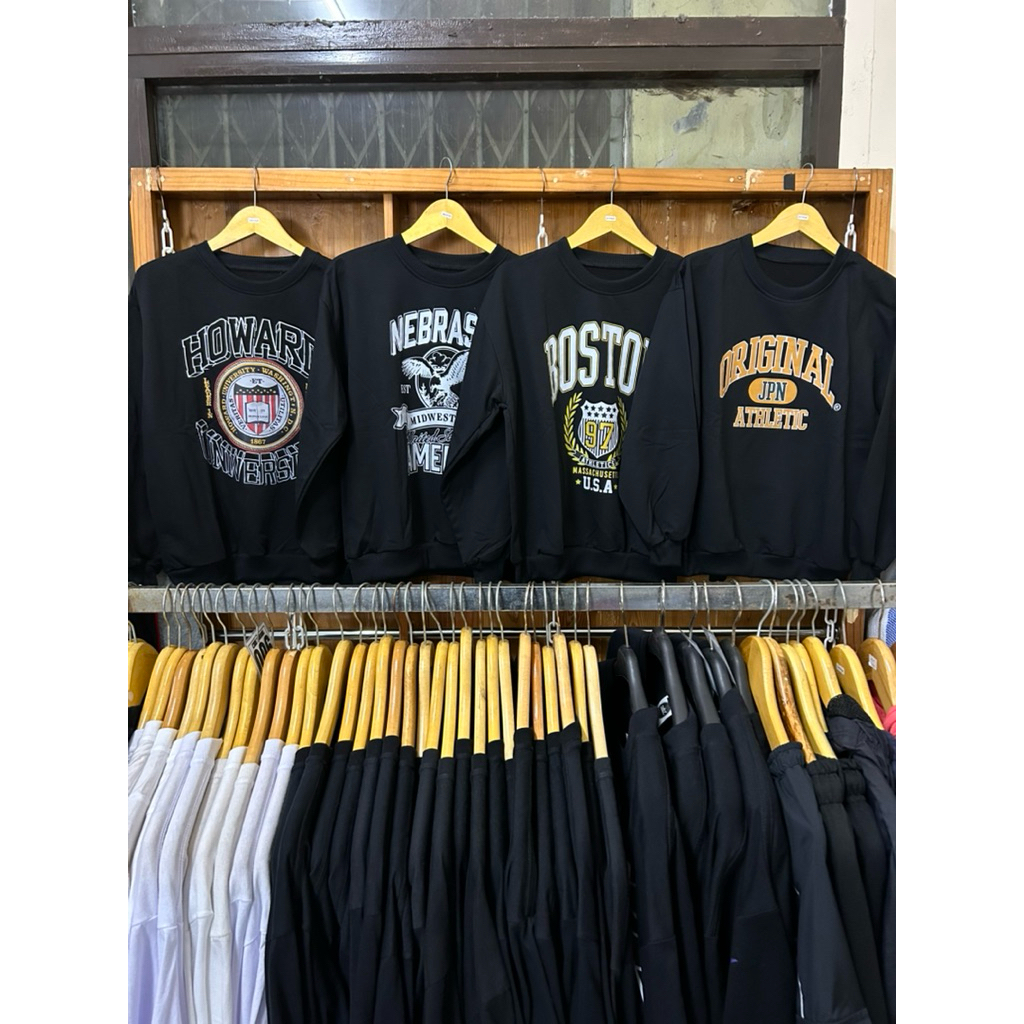 Sweater Crewneck Hitam Premium Full Motif
