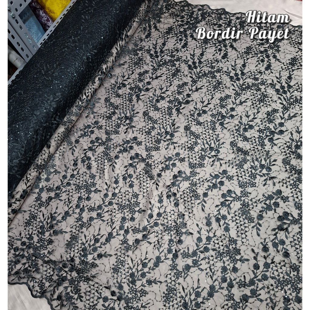 Tile payet bordir, tile payet bunga, tile payet bordir mewah, (harga persetengah meter)