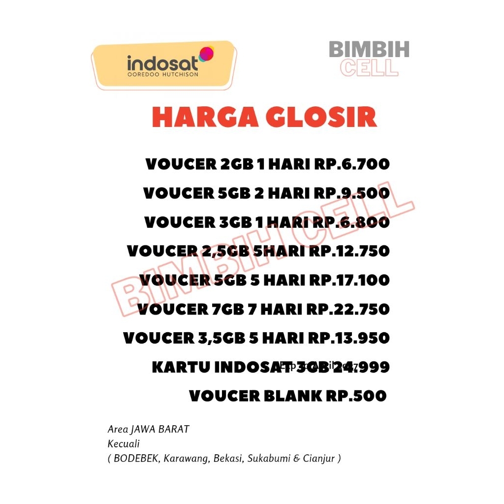 KARTU M3 VOUCER KUOTA INDOSAT  HARGA GLOSIR