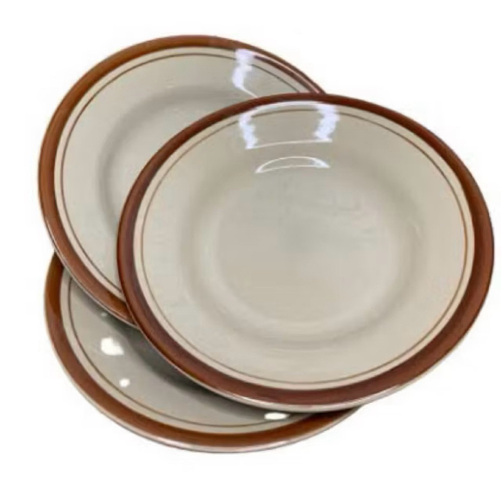 ( Free Kardus & Bublewrap ) 6 Pcs Piring Coklat 8 inch | Piling Lucky Coklat List | Piring Keramik C