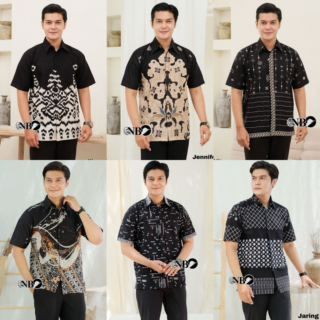 BAJU BATIK PRIA LENGAN PENDEK WARNA HITAM/BLACK SERIES ATASAN BATIK PRIA MODERN KEMEJA LENGAN PENDEK