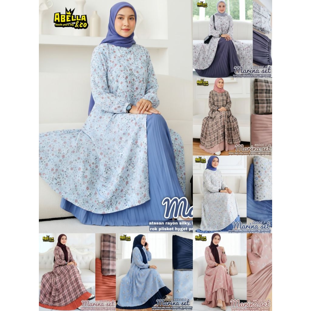 MARINA Setelan Long Tunik & Rok Plisket || By ABELLA