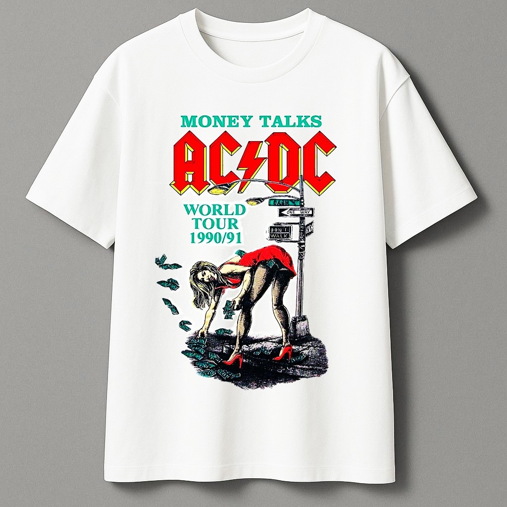 Kaos T-Shirt ACDC WORLD TOUR 1990/1991 MONEY TALK